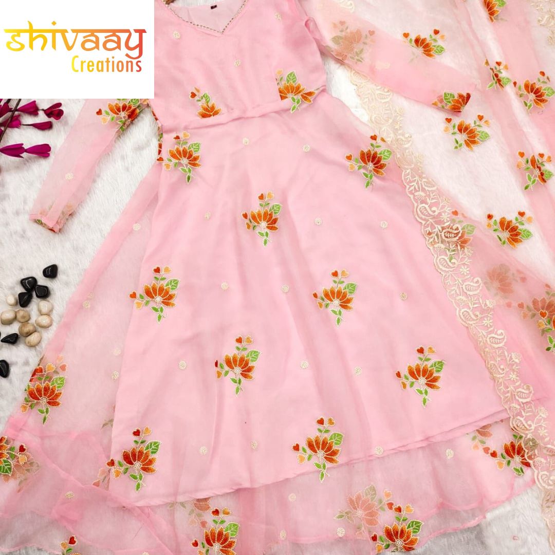 PARTY WEAR Organza Embroidery Suit