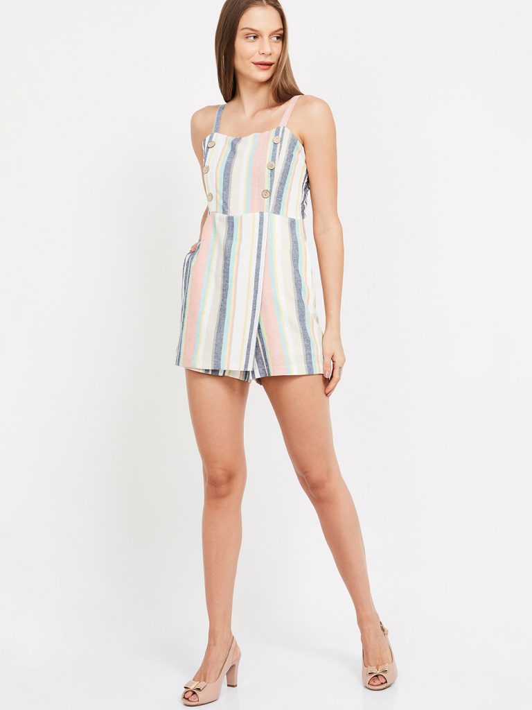 White & Pink Striped Playsuit4